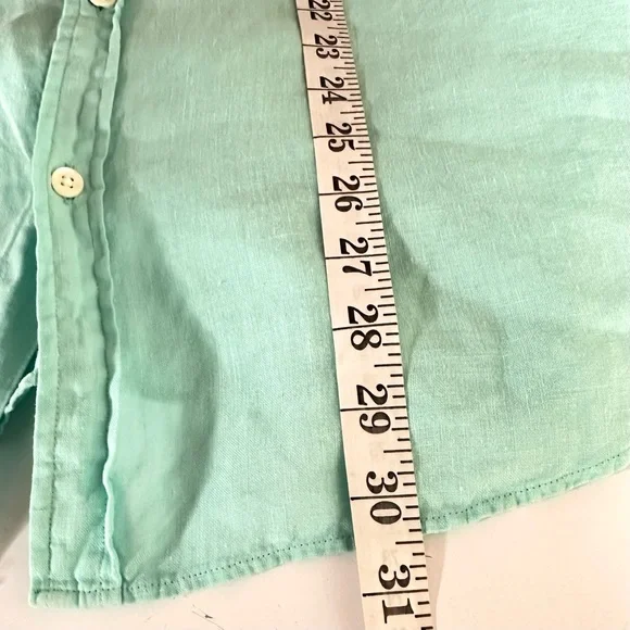 Vineyard Vines 100% Linen Shirt Mens Size XL Button Down Teal Green Front Pocket - Picture 11 of 11
